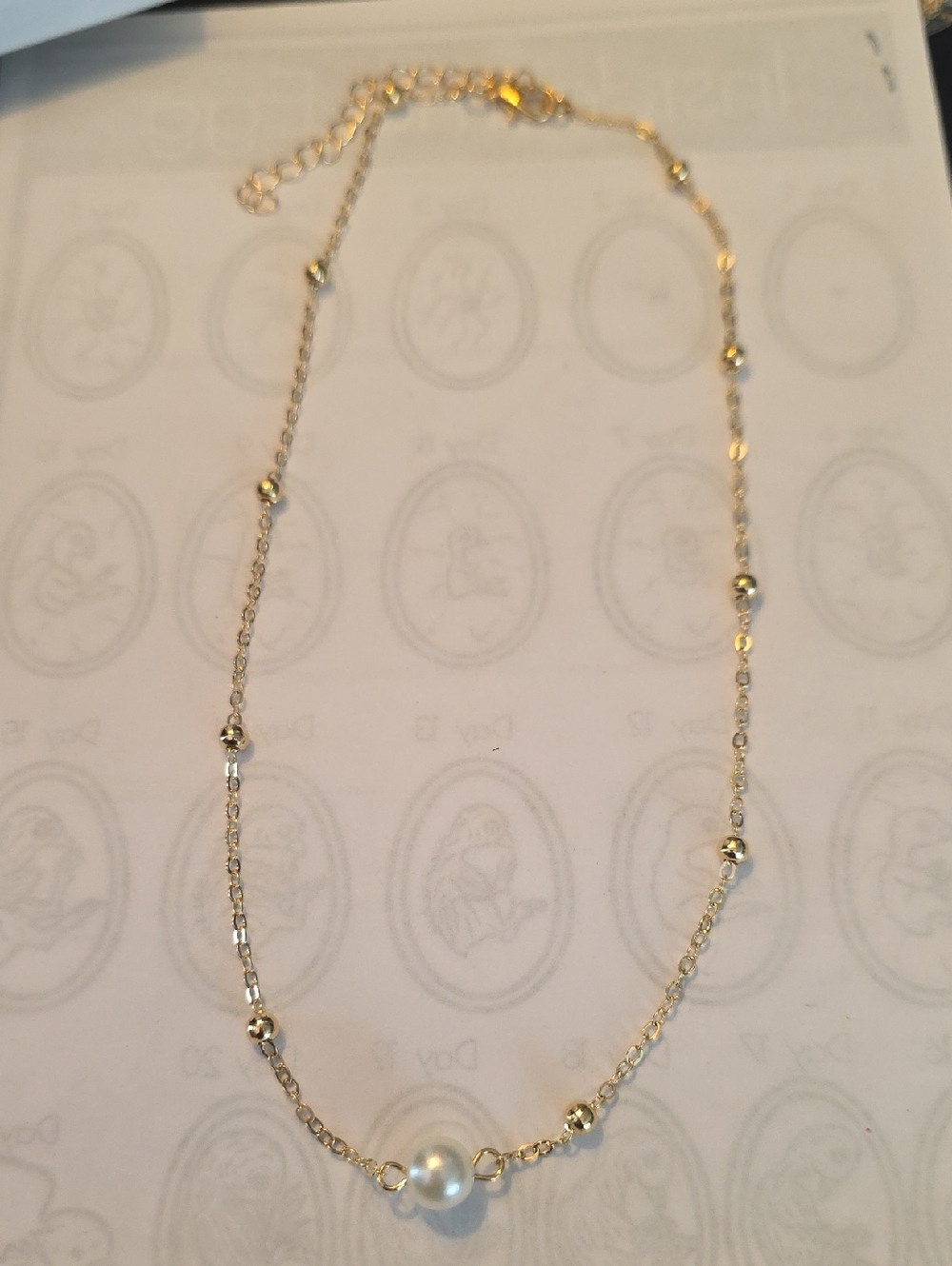 Gold Pearl Station Necklace - Women Jewelry - Picture 3 of 8